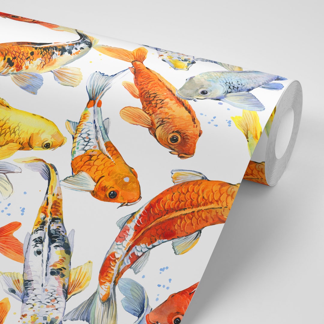 Wallpaper Koi Fish Peel and Stick Etsy UK