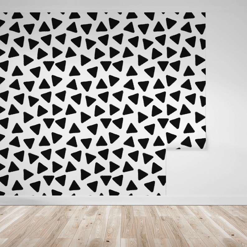 Wallpaper Geometric Decor Triangle texture White and Black Peel /& Stick Wallpaper Repositionable FREE SHIPPING
