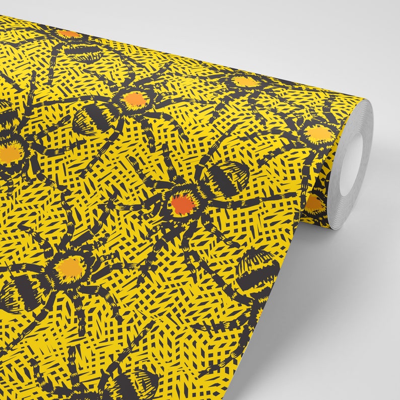 Repositionable FREE SHIPPING Wallpaper African Spiders Vintage Illustration Science Insects Peel /& Stick Wallpaper