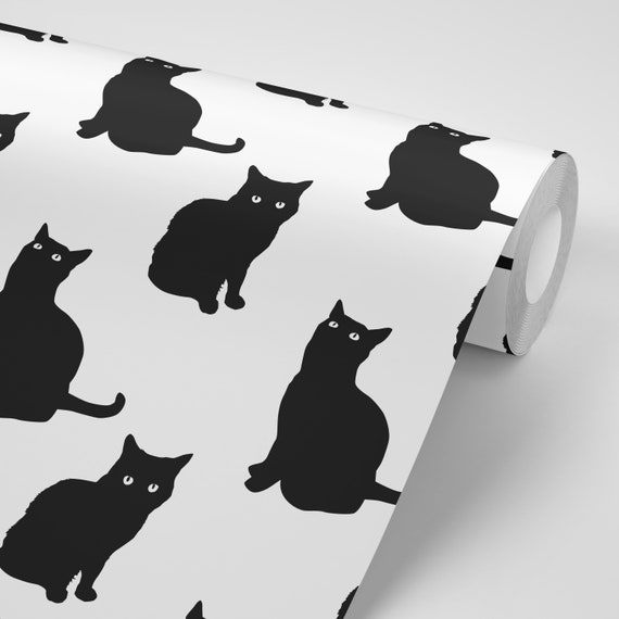 Fond Décran Chat Noir Motif Peel Stick Wallpaper Livraison Gratuite Repositionnable