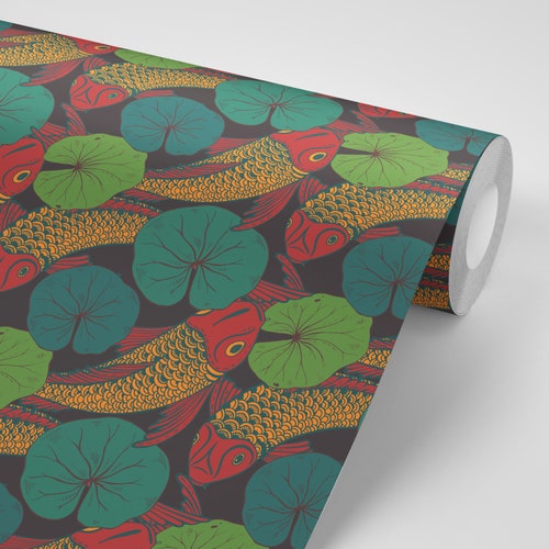 Koi Fish Wallpaper Peel and Stick Etsy