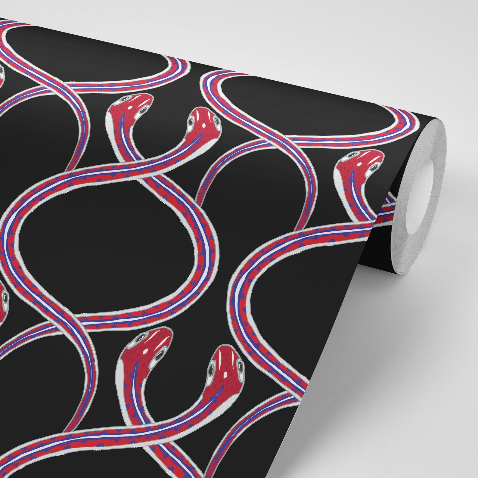 Wallpaper Red Snakes on Black Retro Wallpaper Cool Beauty | Etsy