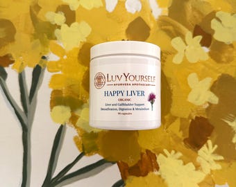Happy Liver | Detoxification Aid | Gallbladder & Liver Support | Digestion | Metabolism | Organic Herbal Supplement | No Binder | No Filler
