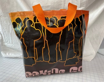 Upcycled vinyl shopping bag - market tote