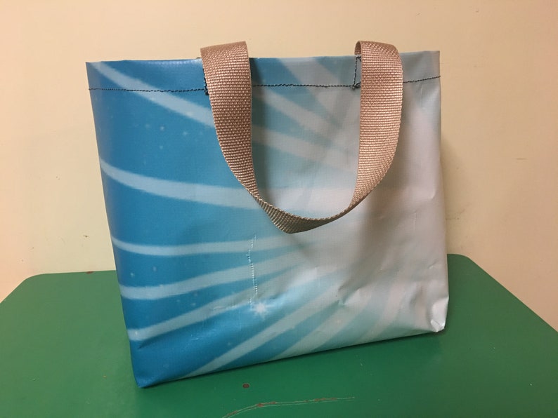 market tote Upcycled vinyl shopping bag