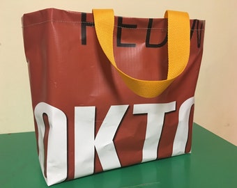 Upcycled vinyl shopping bag - market tote