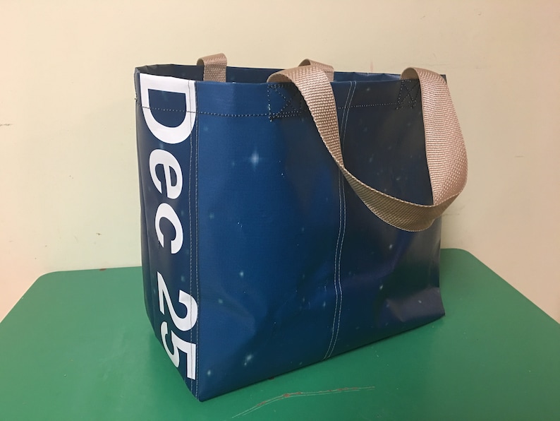 market tote Upcycled vinyl shopping bag