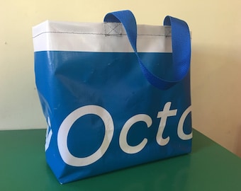 Upcycled vinyl shopping bag - Medium market tote