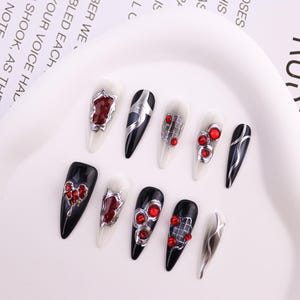 Goth Punk Cool Nail/Handmade Press on Nails/Fashion Popular Nails/3D Chrome nails/Cool Sweet Girl Nails/y2k nails/gyaru nails/party nails