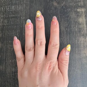 Cute Duck Nails, Duck Press On Nails, Duck Nail Art, Anime Style Nails, Cute Character Nails, Pastel Kawaii Short Press Ons image 4