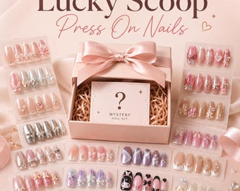 3 sets/6 sets Press On Nails Mystery Box, Lucky Scoop Nail Blind Box, handgemaakte nepnagels, kawaii-nagelset, leuk cadeau voor haar, aangepaste vorm