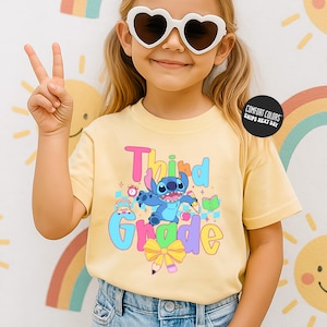 Stitch Third Grade Shirt Back To School Disney Shirt Stitch Girls 3rd Grade Shirt Kids Comfort Colors Tee 3rd Grade Girl Neon Shirt School
