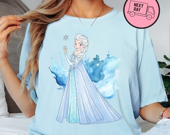 Princess Elsa Watercolor Shirt Disney Princess Frozen Shirt Disney Girl Shirt Kids Disney Frozen Shirt Family Vacation 2025 Shirt Disneyland