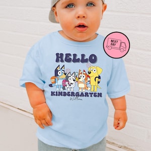 Custom Blue Dog Hello Kindergarten Shirt Back To School Shirt Blue Dog Kindergarten Custom Shirt Kids Kindergarten Shirt School Shirt Toddle