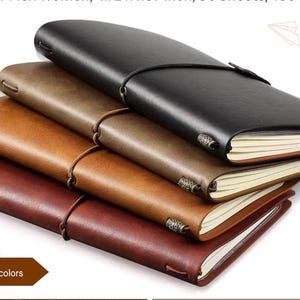 Travel Journal, Refillable Faux Leather Notebook Planner, Notepad for travelers and adventurers  160 Pages (4.72 x 7.87 inches)