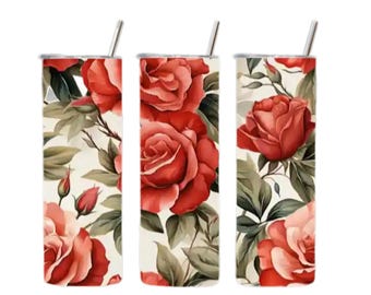 Floral Tumbler: Stainless Steel Travel Mug - Botanical Drinkware