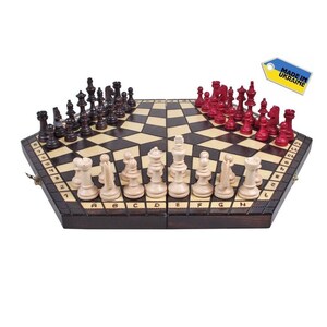 Triple Chess set  in 3 sizes, Premium Gift Chess, Handcrafted Wooden Chess Sets
