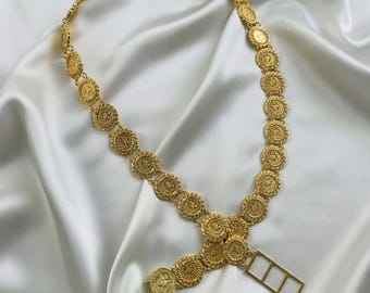 Ottoman Style Gold Plated Turkish Coin Belt with Reşat Coin Charms 22K Gold Plated Reşat Coin Belt – Handmade Ottoman Gold Look  main image 2