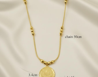 Gold Plated Lira Coin Pendant Necklace: Vintage Turkish Style Chain