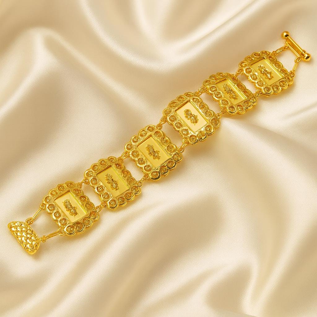 21K Gold Plated Medallion Bracelet: Arab-inspired Middle Eastern ...