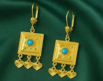 24K Gold-Plated Fringe Earrings, Arab Middle Eastern Bridal Style, Dubai-Inspired Jewelry, Matching Set Available – Hiam