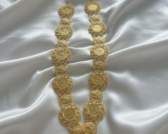 Klada Coin Necklace, 21K Gold Plated 11-Coin Statement Necklace, Turkish Ottoman Wedding Necklace, Gift for Her — Dahabia