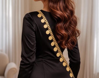 18K Gold Plated Lira Coin Arab Ottoman Kurdish Shoulder Chain Necklace  Sanyoura