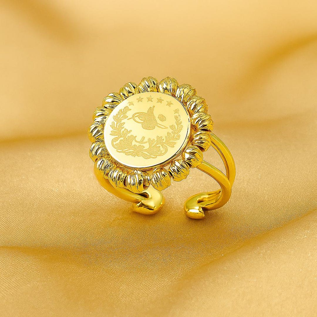 21K Gold Plated Arab Middle Eastern Inspired Adjustable Coin Rings ...