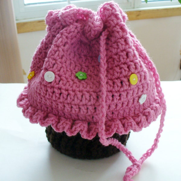 CLOSING SHOP SALE: Chocolate Cupcake Bag with Pink Frosting