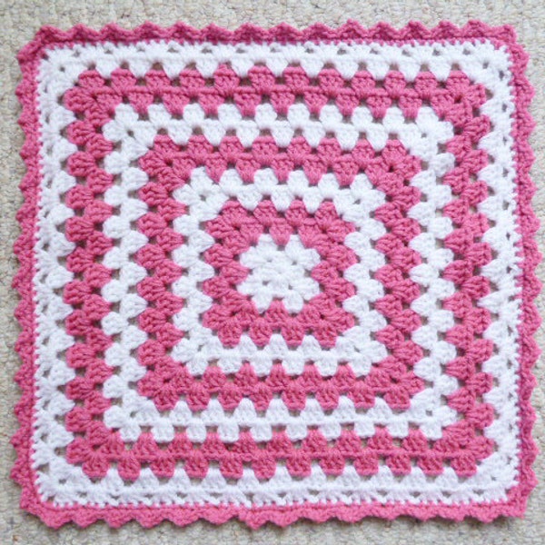 SALE - Crochet Pink & White Doll Blanket