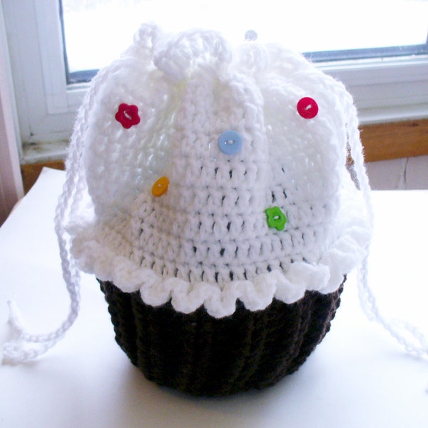 ON SALE - Chocolate Cupcake Bag with White Frosting