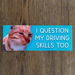I Question My Driving Skills Too Meme - Cute Funny Slap Bumper Vinyl Sticker