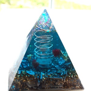Orgonite Pyramid Throat Chakra Rock Crystal