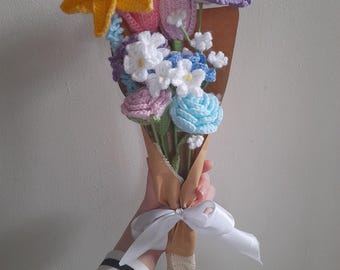 Crochet Spring Bouquet: Daffodil, Cosmos & Tulip Floral Decor