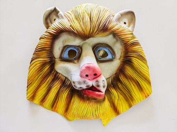 Rubber Lion Mask Vintage Retro Halloween Decor - Gem
