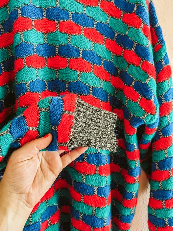 Vintage Knit Sweater Classics Colorful Rainbow 19… - image 2