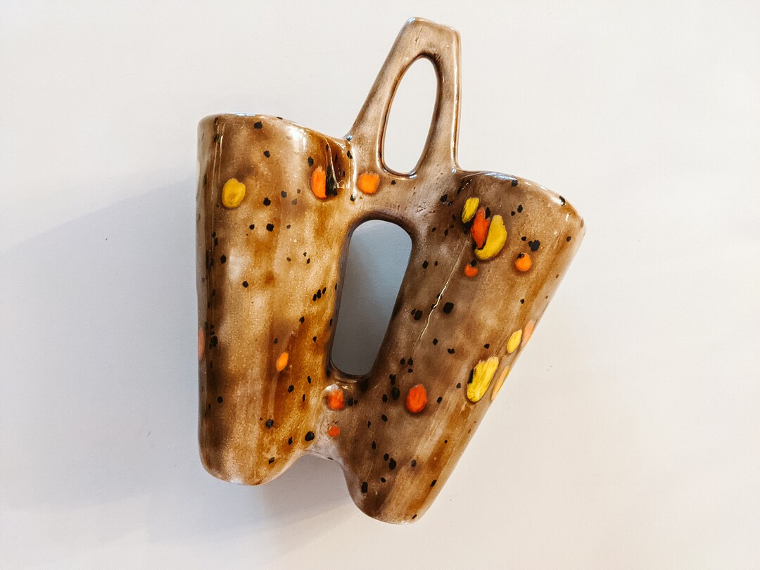 Vintage Speckled Utensil Holder Vase Splatter Paint 1970s Etsy