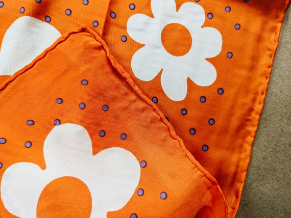 One Vintage Scarf Retro Flower Power 1960s Fruit … - image 6