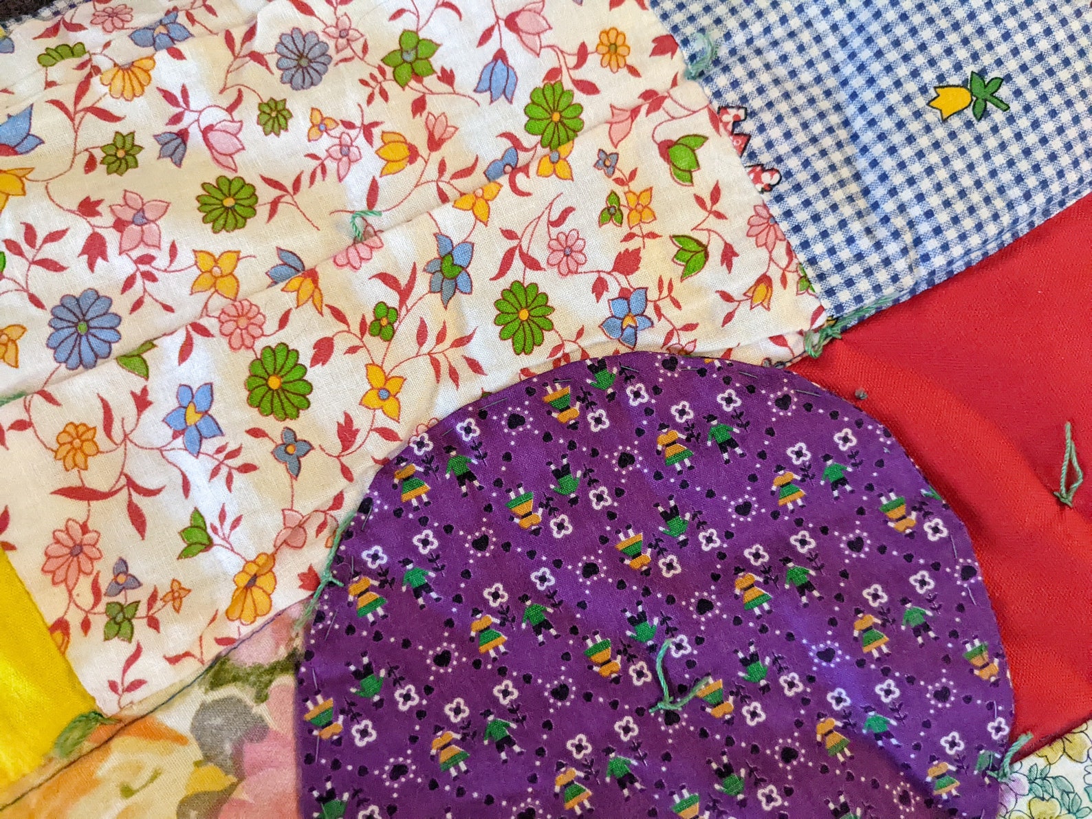 Colorful Patchwork Quilt Vintage Retro Flower Power Strawberry Etsy