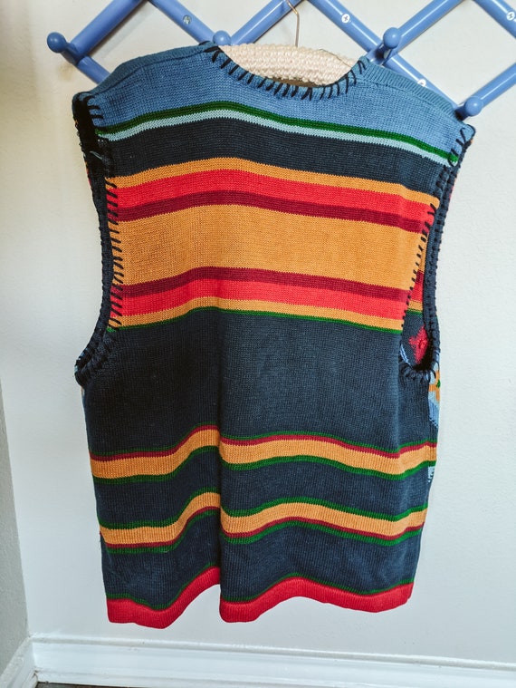 Vintage Knit Vest Retro 1990s 1980s Colorful Y2K … - image 6
