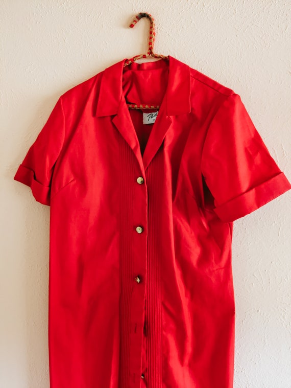 Philip of Dallas Vintage Dress Retro Collared Red… - image 2