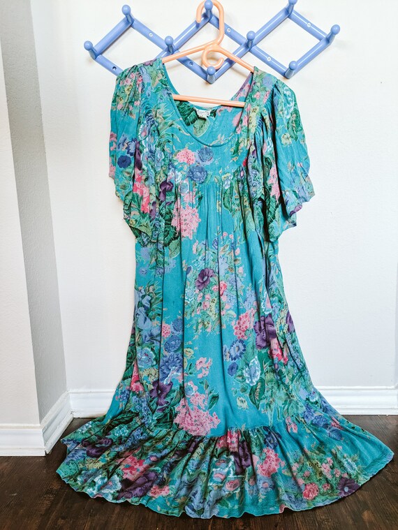 Vintage 1980s Dress Jasmine by KVM Retro Floral M… - image 5