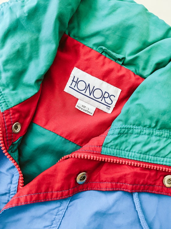 Honors Cotton Jacket Vintage Retro Blue Red 1980s… - image 2