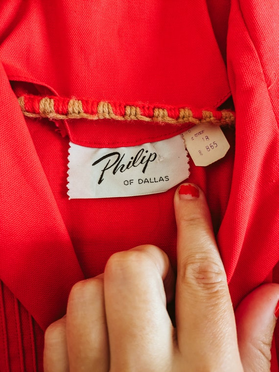 Philip of Dallas Vintage Dress Retro Collared Red… - image 3