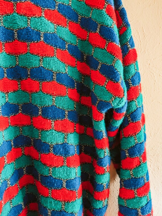 Vintage Knit Sweater Classics Colorful Rainbow 19… - image 4