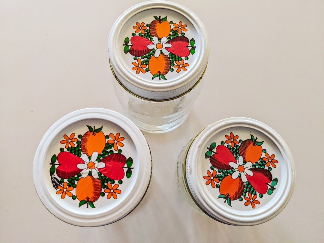 Vintage Kerr Jelly Jars 1960s Lids Mason Retro Strawberry Etsy