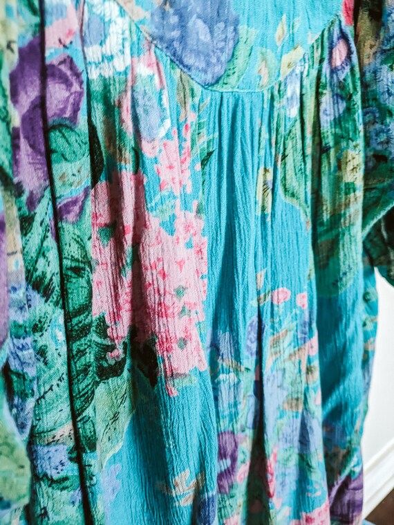 Vintage 1980s Dress Jasmine by KVM Retro Floral M… - image 4