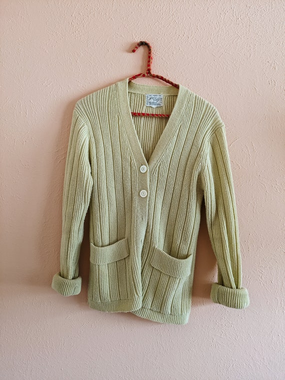 Vintage Cardigan Lord & Taylor Retro Beige Cable K