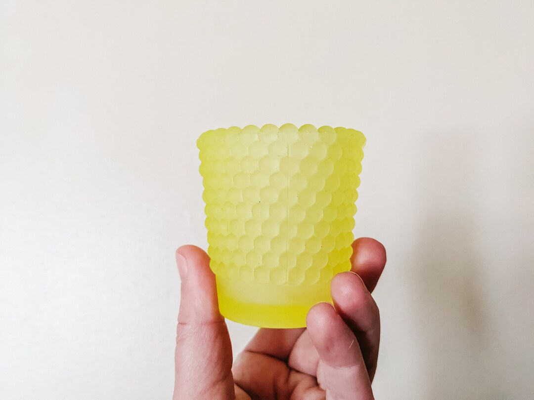 Uranium Glass Toothpick Holder Hobnail Yellow Satin Opaque Etsy