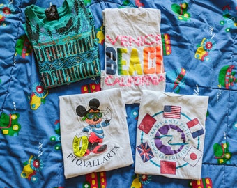 1990s Kids T-shirts Bundle 1980s Retro Tees Mickey Mouse Venice Beach California Morey Boogie Puerto Vallarta Trans Antarctica Expedition